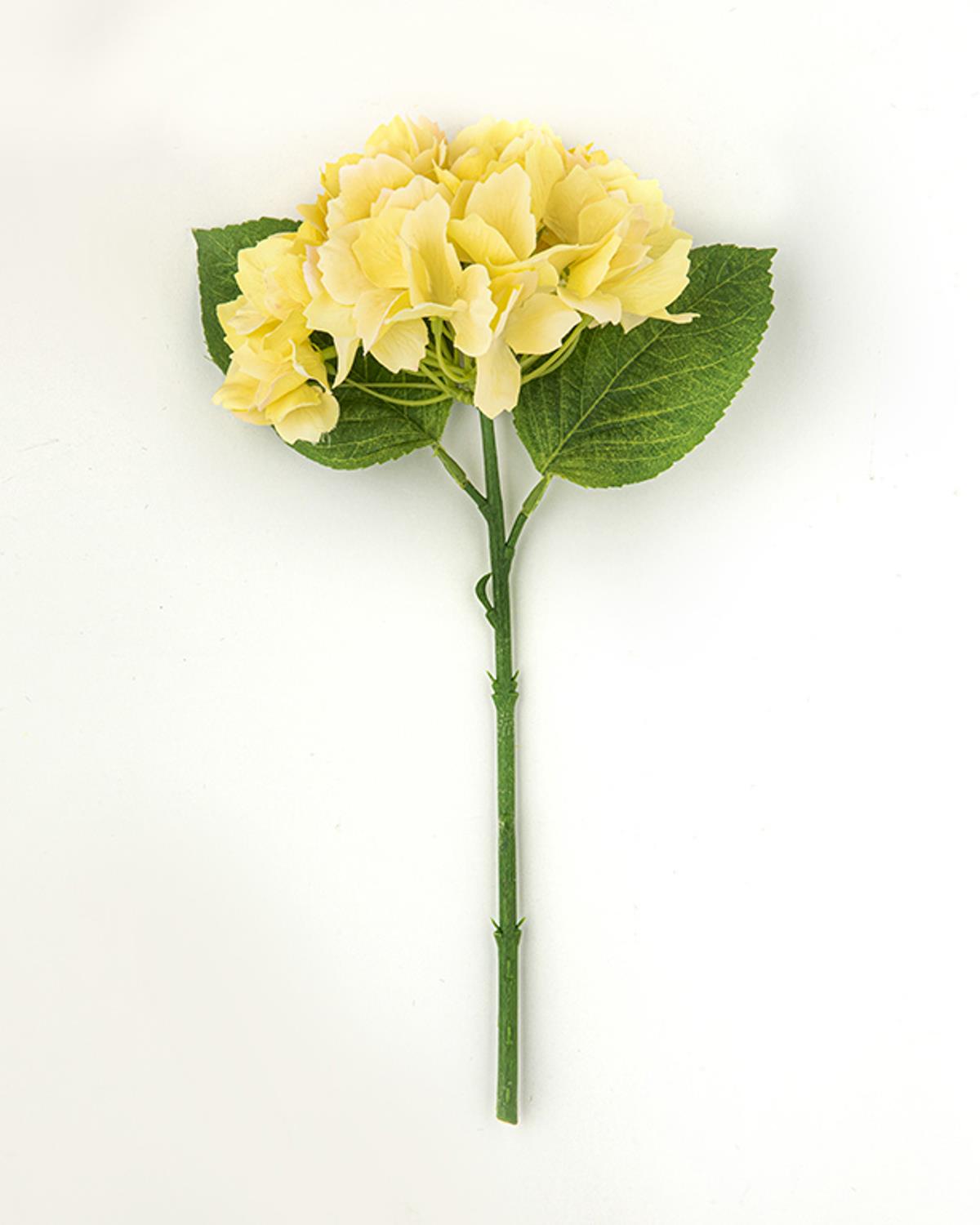 Hortensia Tek Dal Yapay Çiçek Sarı
