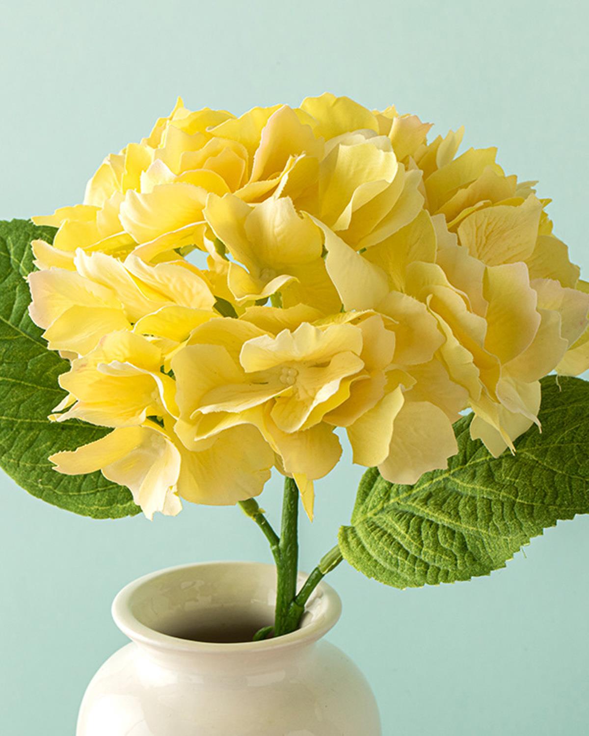Hortensia Tek Dal Yapay Çiçek Sarı