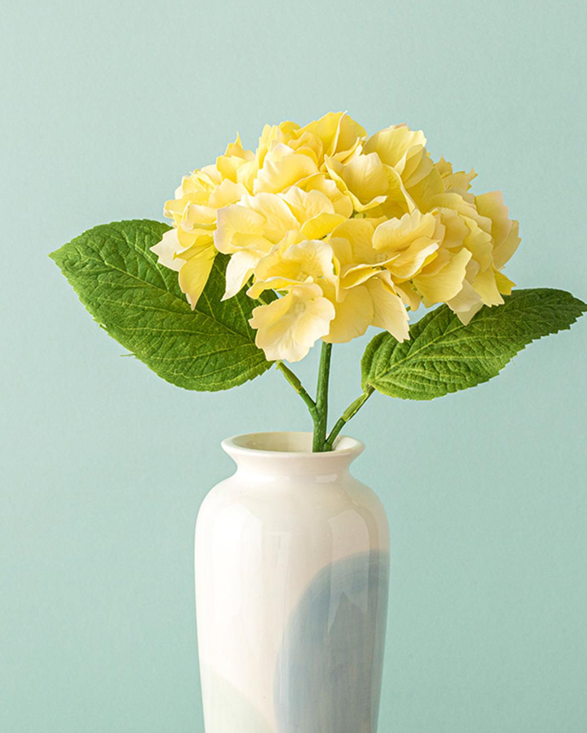 Hortensia Tek Dal Yapay Çiçek Sarı
