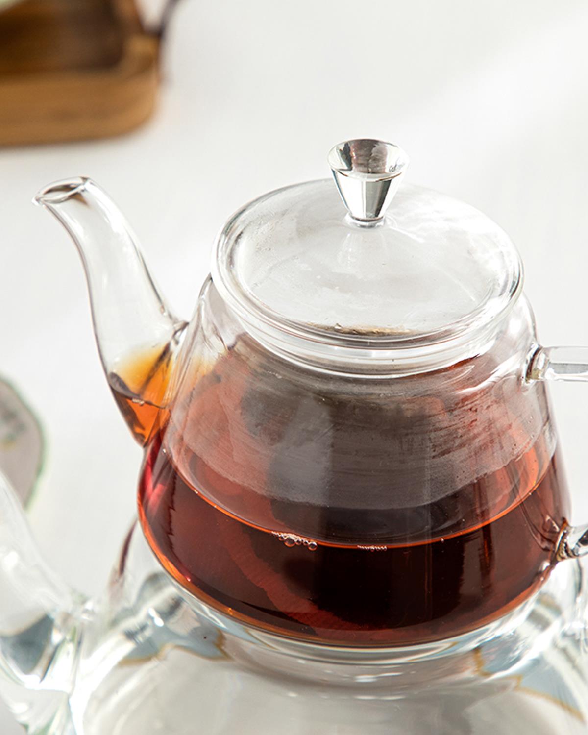İngenuo Borosilikat Cam Çaydanlık 400 ml+1300 ml Şeffaf