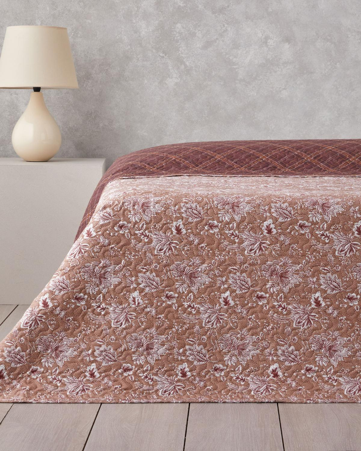 Jacobean Plaid Tek Kişilik Çok Amaçlı Örtü 160x220 cm Bordo