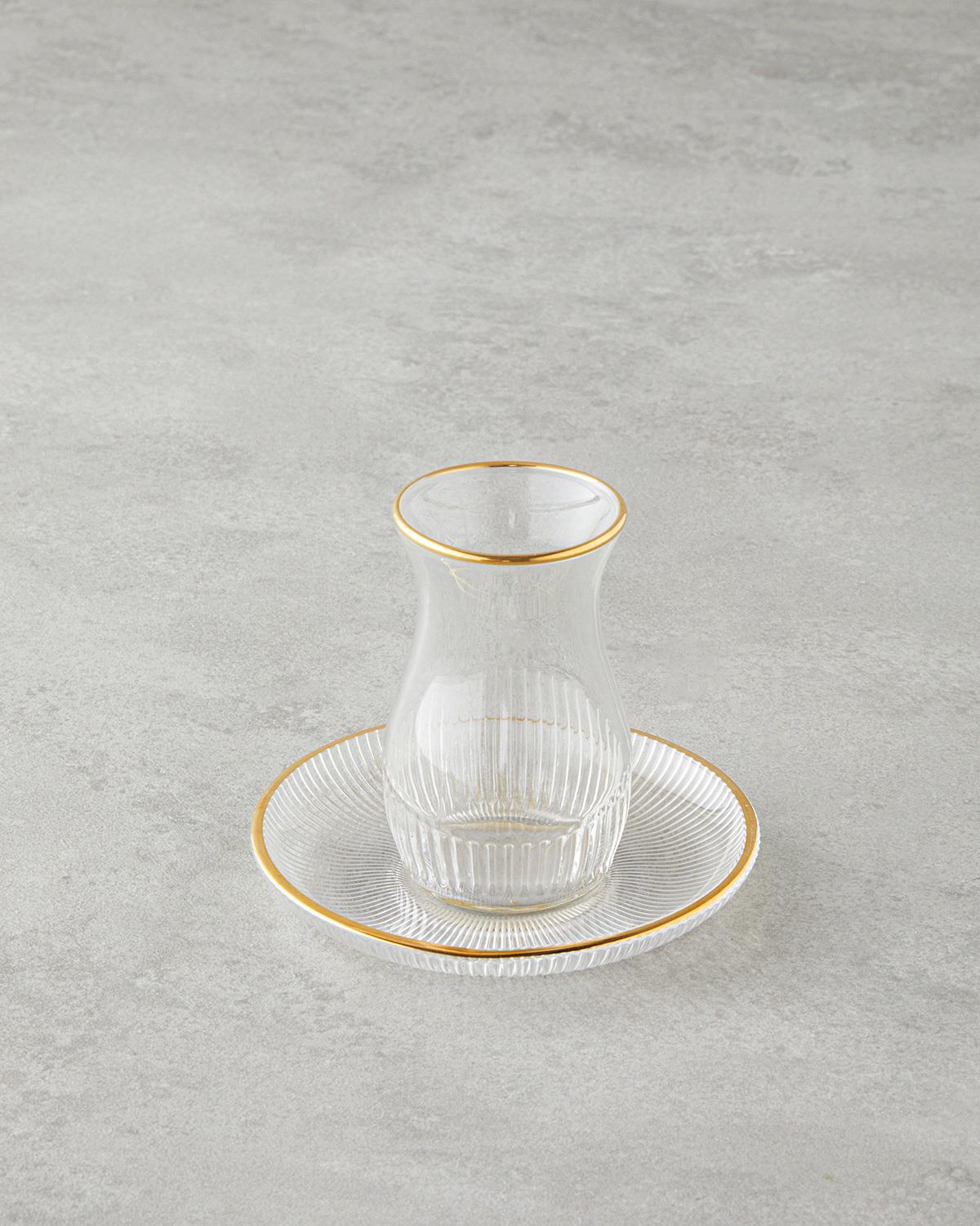 Janice Cam 12 Parça 6 Kişilik Çay Seti 135 ml Gold