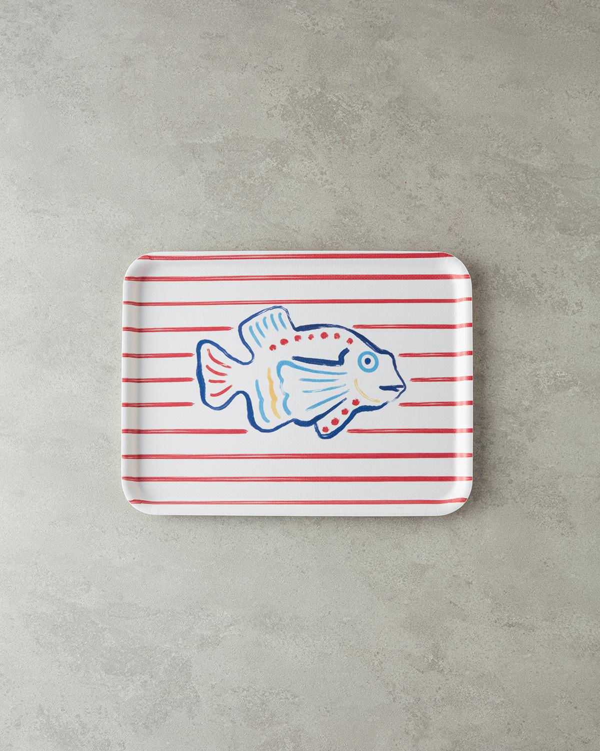 Jolly Fish Melamin Kaydırmaz Tepsi 27x36 cm Kırmızı