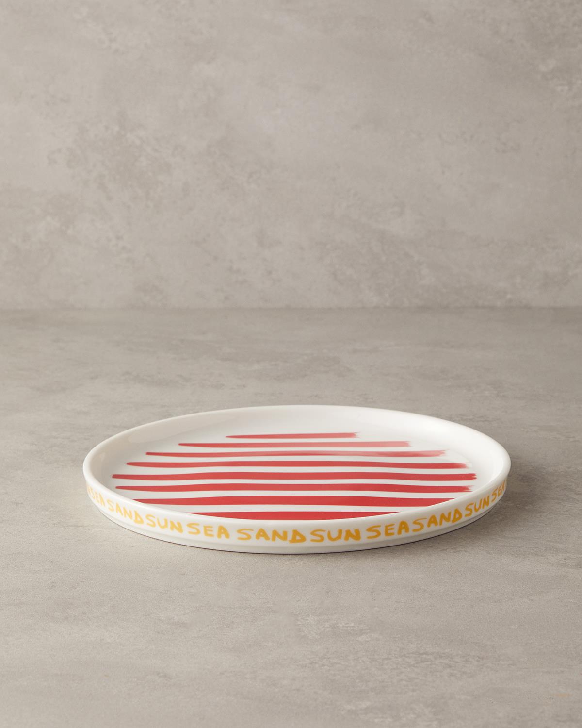 Jolly Lines Bone Porselen Servis Tabağı 27 cm Kırmızı