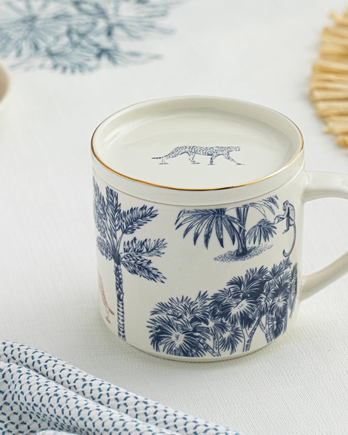 Jungled New Bone China Kupa Mavi