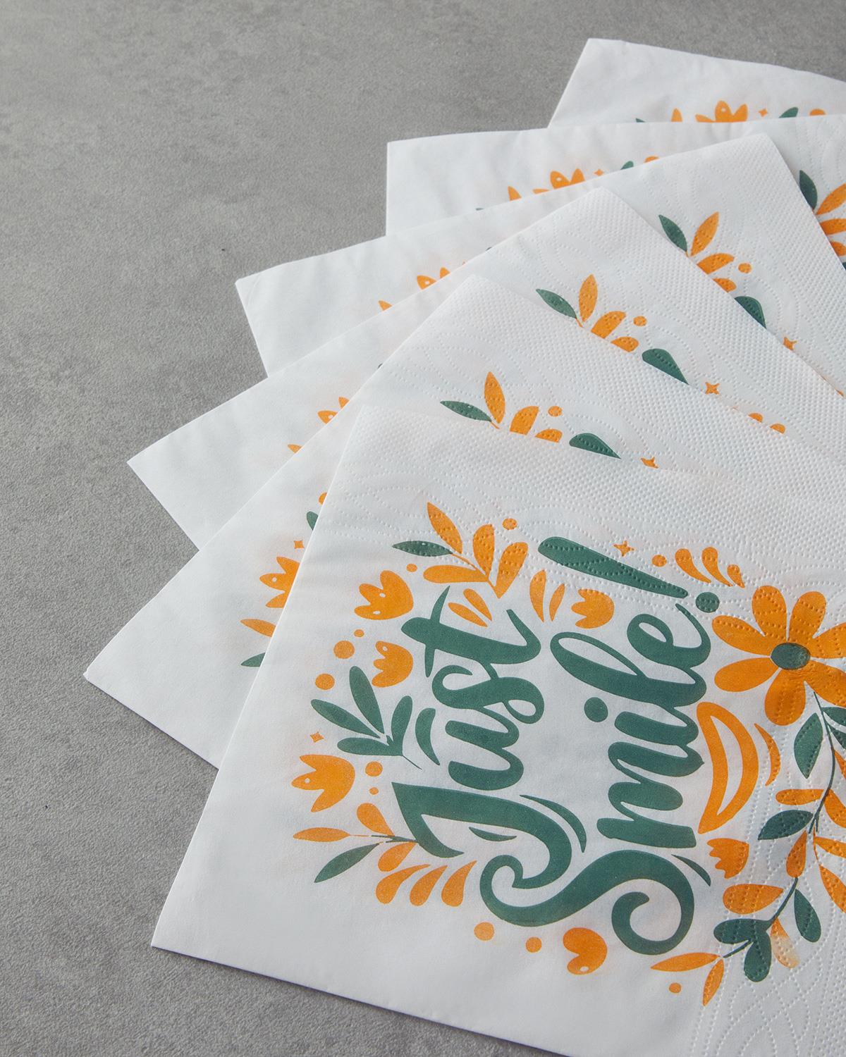 Just Smile Kağıt 20'li Kağıt Peçete 33x33 cm Yeşil-Turuncu