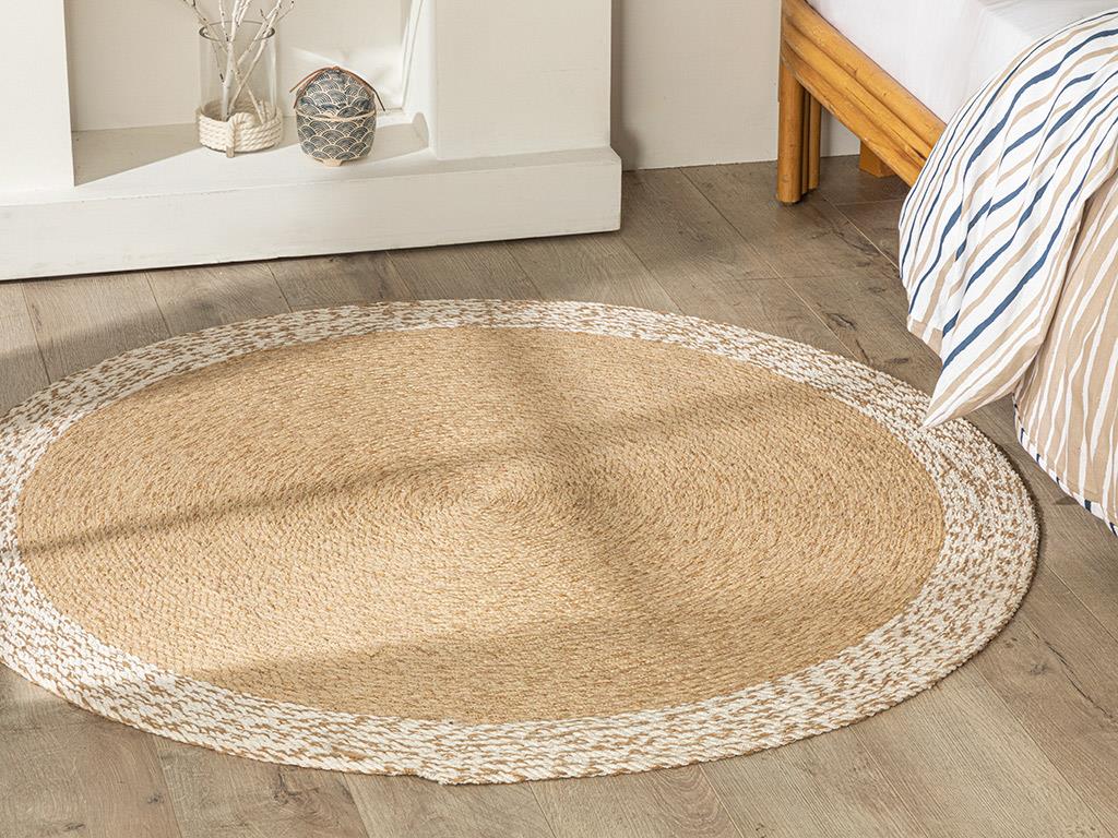 Kety Jüt Kilim Naturel-Beyaz