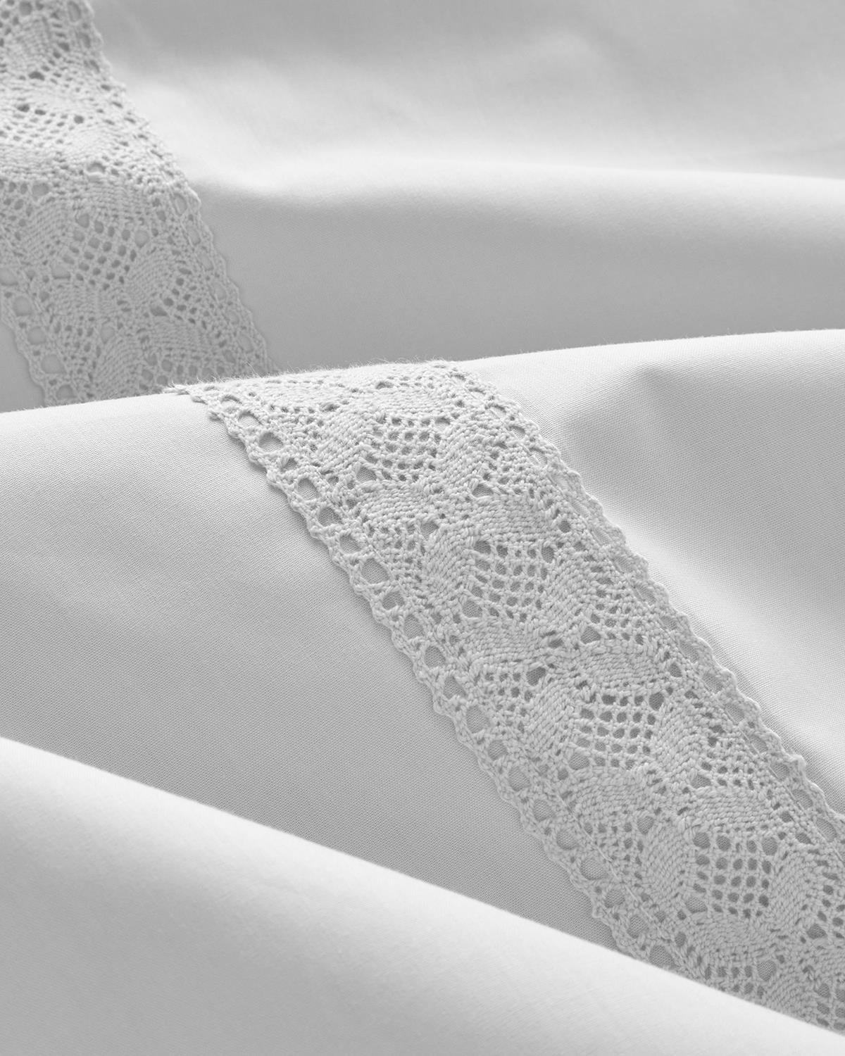 Lace Elegance Kopanakili Perkal Çift Kişilik Nevresim Takımı 200x220 cm Beyaz