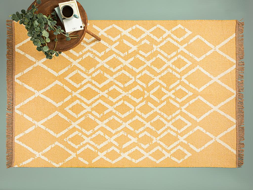 Lara Viva Dokuma Kilim Hardal-Krem