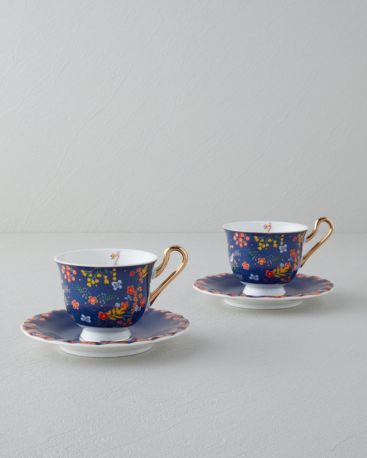 Lavinia New Bone China 4 Parça 2 Kişilik Çay Fincanı Takımı 220 ml Lacivert