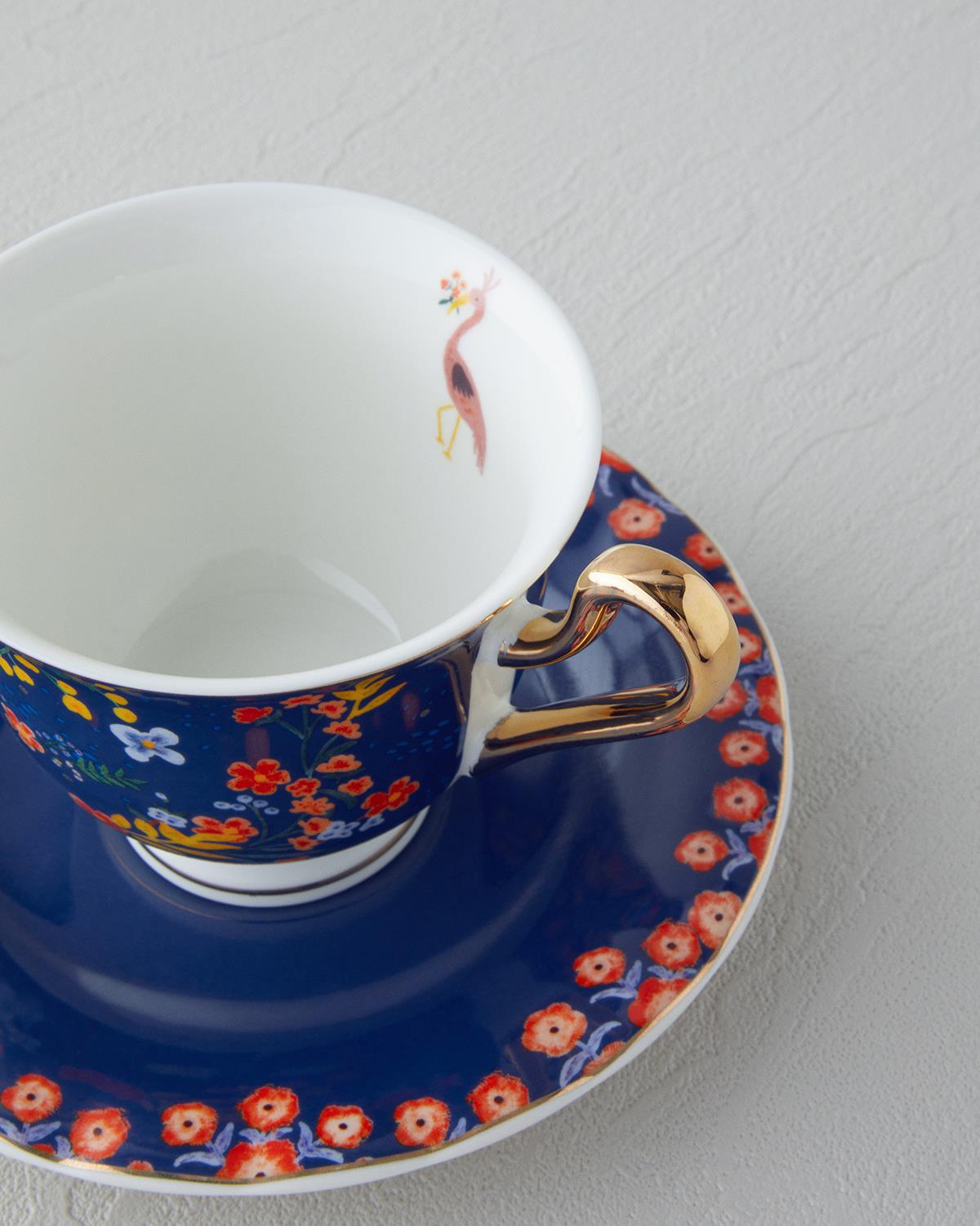 Lavinia New Bone China 4 Parça 2 Kişilik Çay Fincanı Takımı 220 ml Lacivert