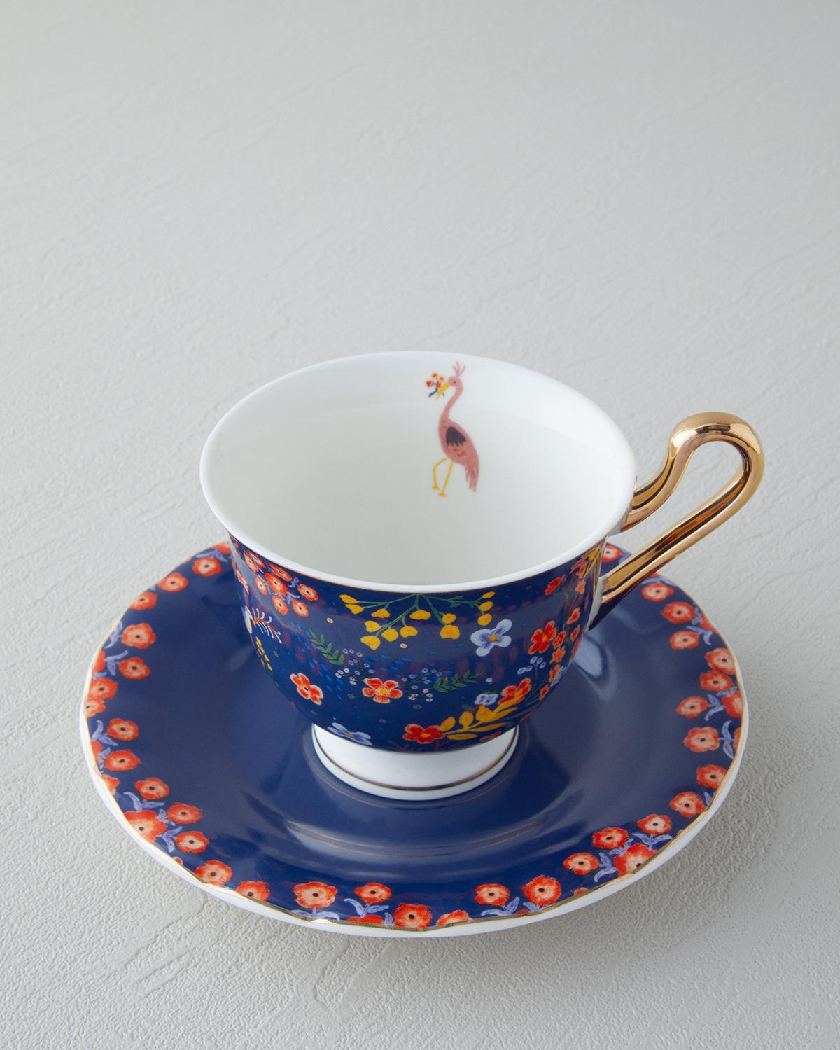 Lavinia New Bone China 4 Parça 2 Kişilik Çay Fincanı Takımı 220 ml Lacivert