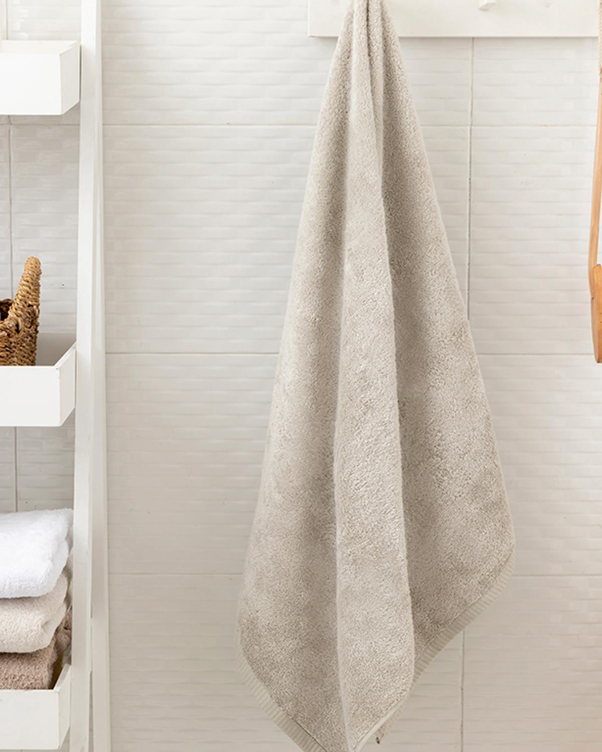Leafy Bambu Banyo Havlusu Bej