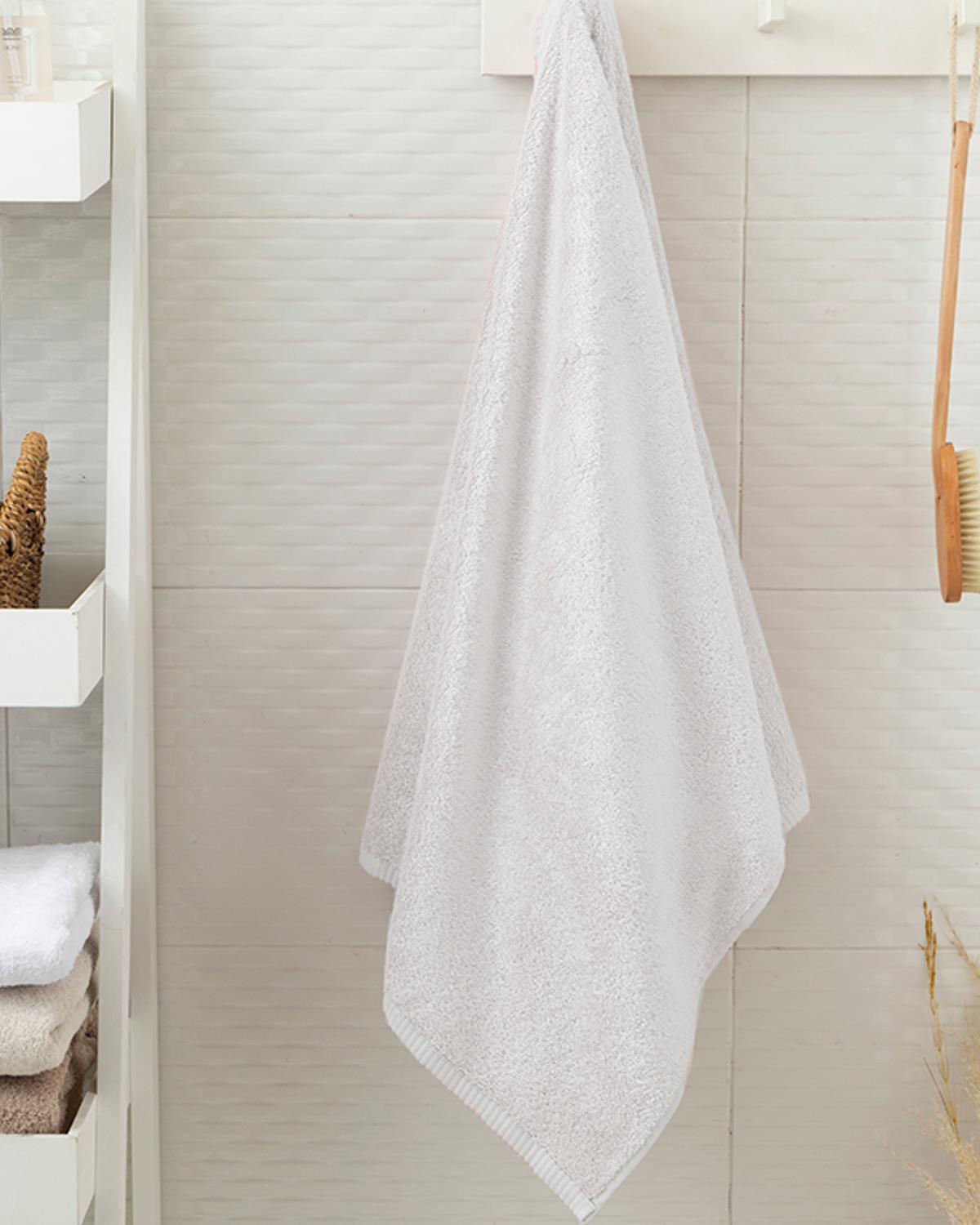 Leafy Bambu Banyo Havlusu Beyaz