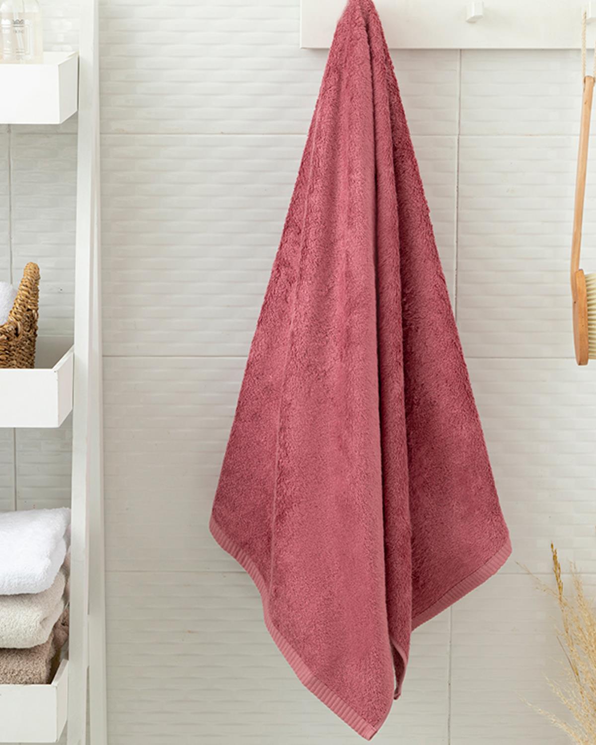 Leafy Bambu Banyo Havlusu Gül Kurusu