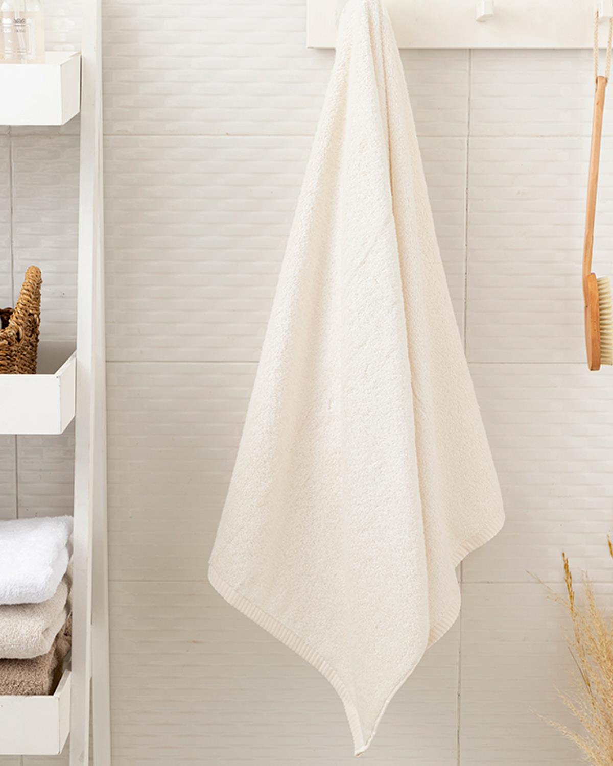 Leafy Bambu Banyo Havlusu Krem