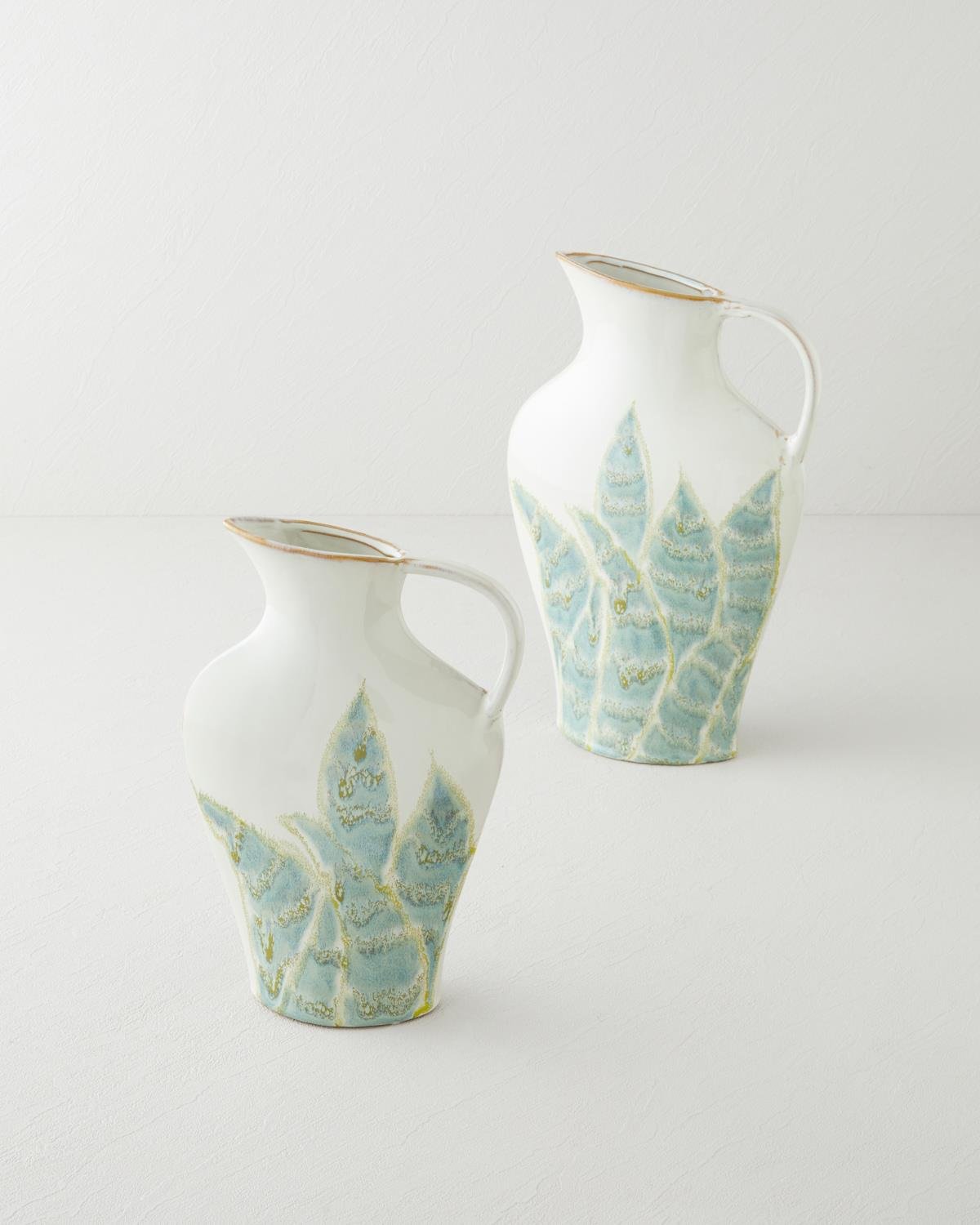 Leafy Stoneware Vazo 34 cm GRİ-YEŞİL