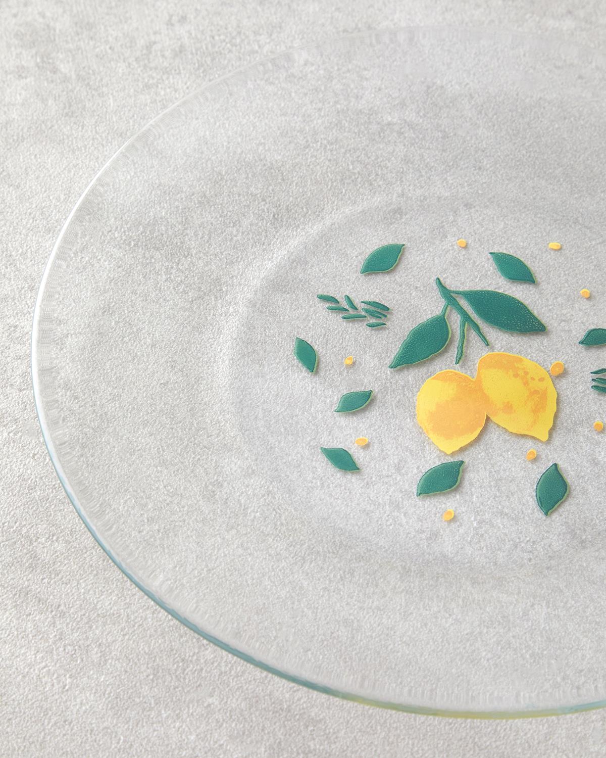 Lemon Cam 4'lü Pasta Tabağı 19 cm Sarı-Yeşil