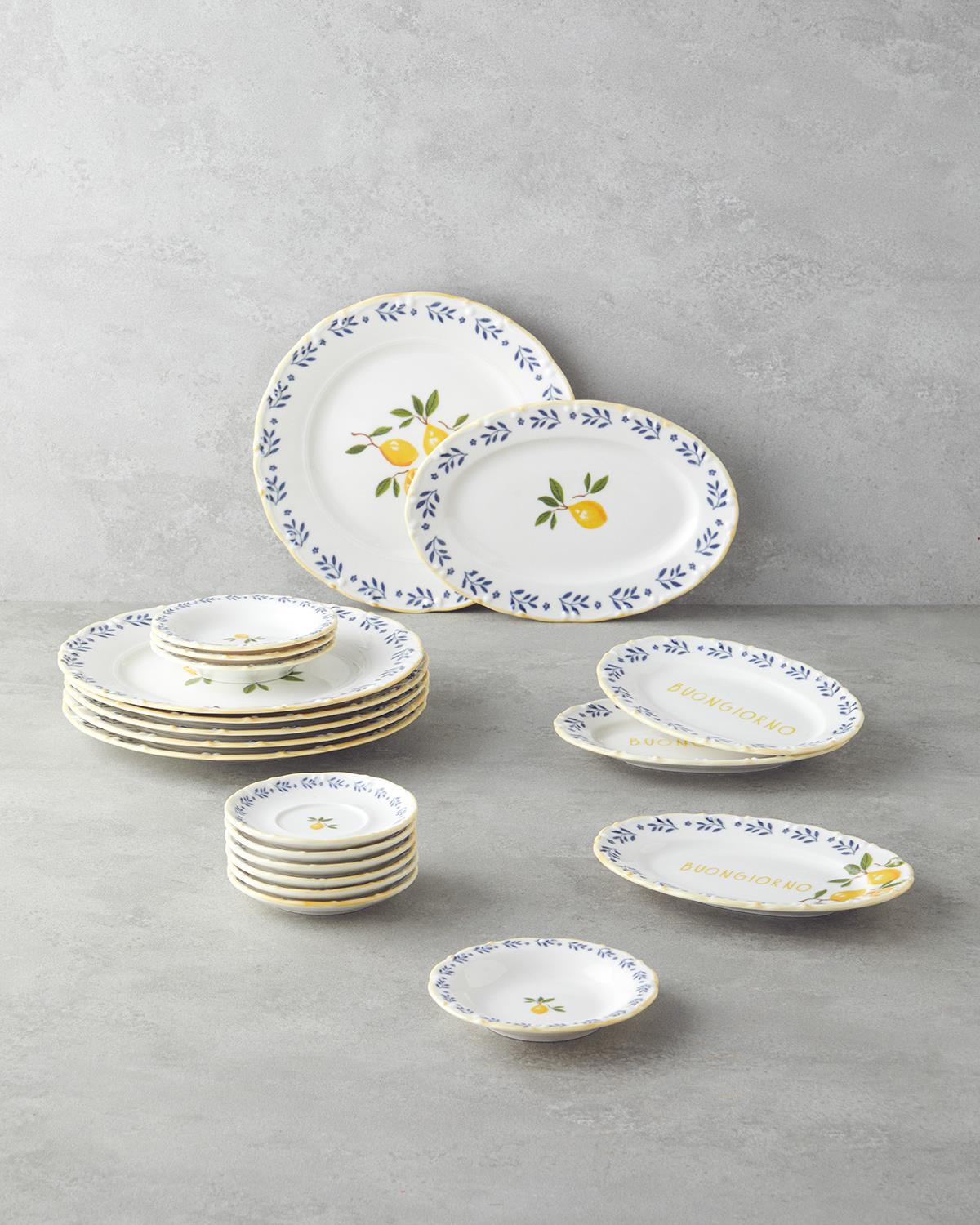 Lemony Porselen Kahvaltı Takımı 20 Parça 6 Kişilik Sarı