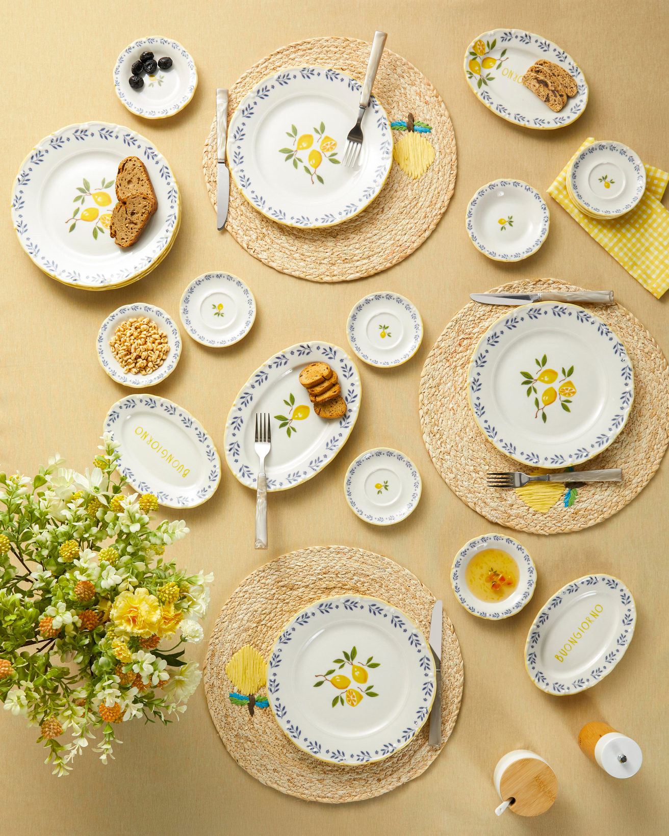 Lemony Porselen Kahvaltı Takımı 20 Parça 6 Kişilik Sarı