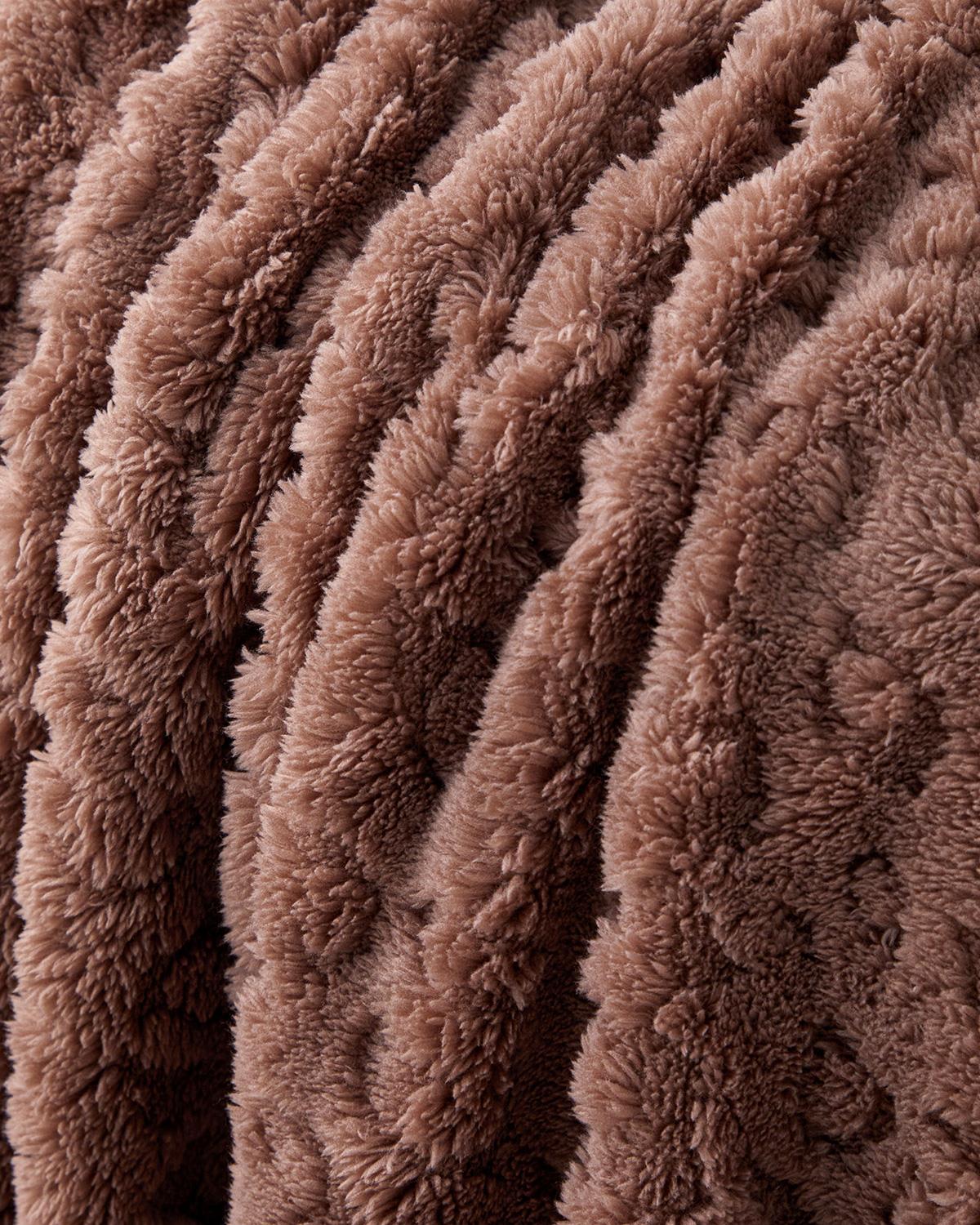 Leopard Jakarlı Wellsoft Tv Battaniye 120x160 cm Koyu Bej