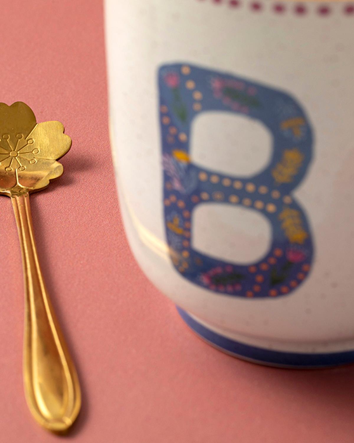 Letter B Stoneware Kupa 500 ml Renkli
