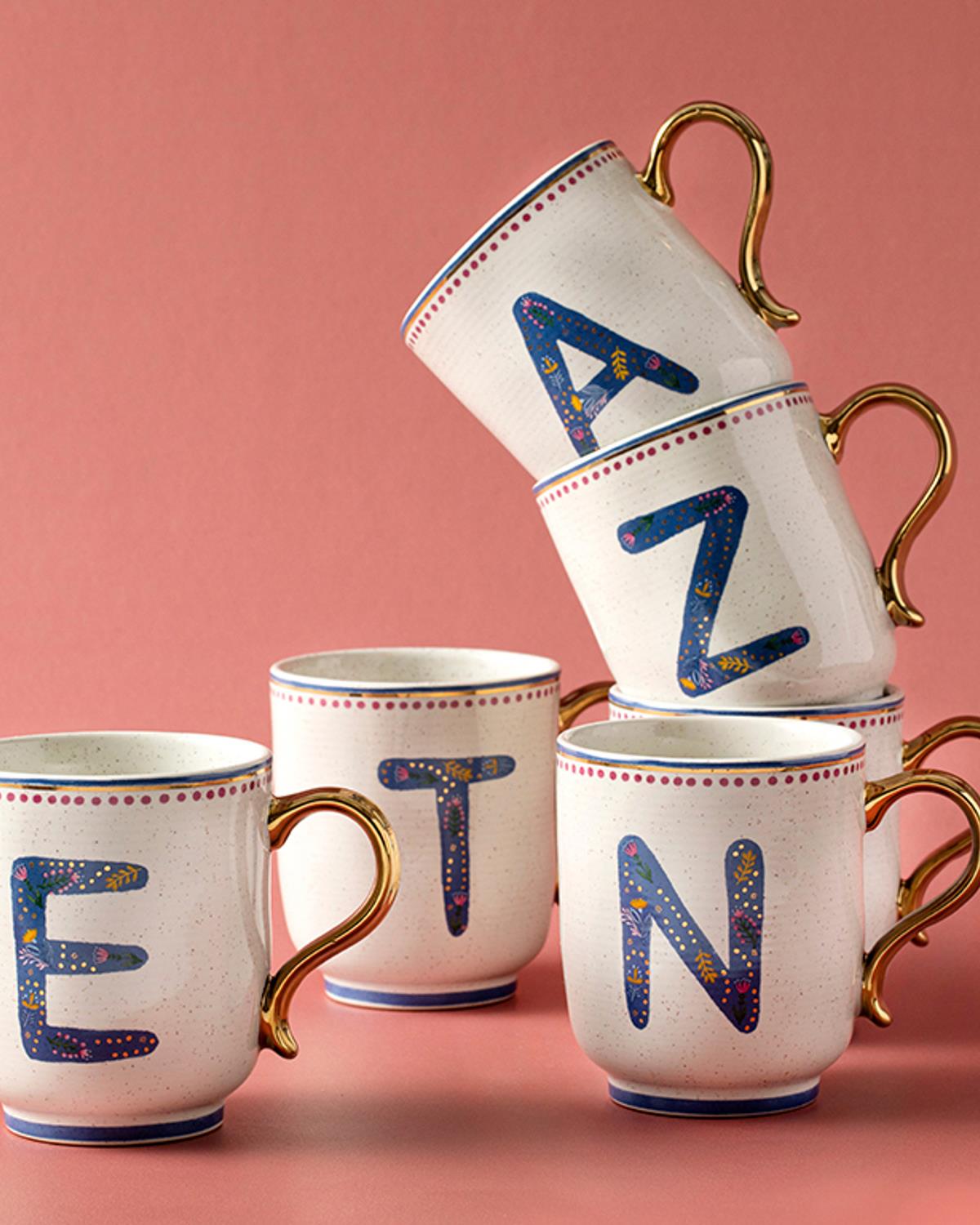 Letter M Stoneware Kupa 500 ml Renkli