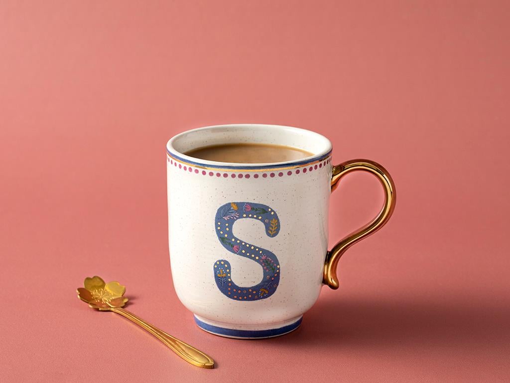 Letter S Stoneware Kupa Renkli