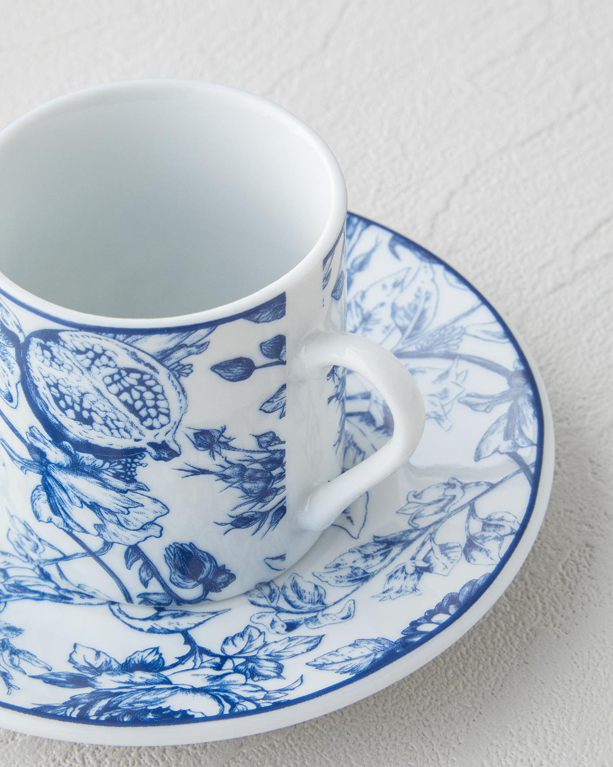 Liana Porselen 4 Parça 2 Kişilik Kahve Fincan Takımı 80 ml Lacivert-Beyaz