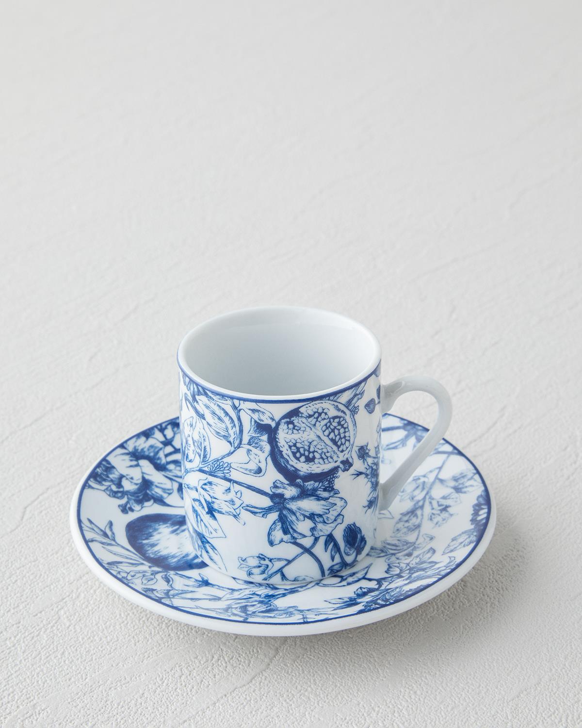 Liana Porselen 4 Parça 2 Kişilik Kahve Fincan Takımı 80 ml Lacivert-Beyaz