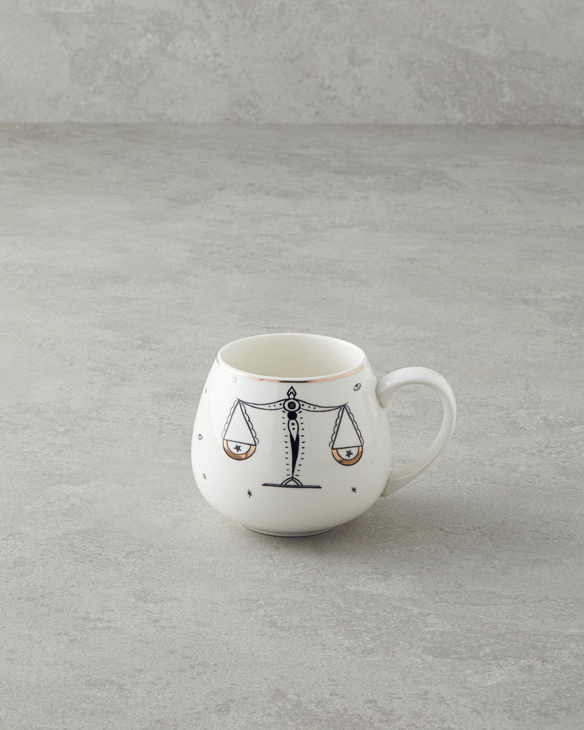 Libra New Bone China Kupa 325 ml Siyah-Beyaz-Gold