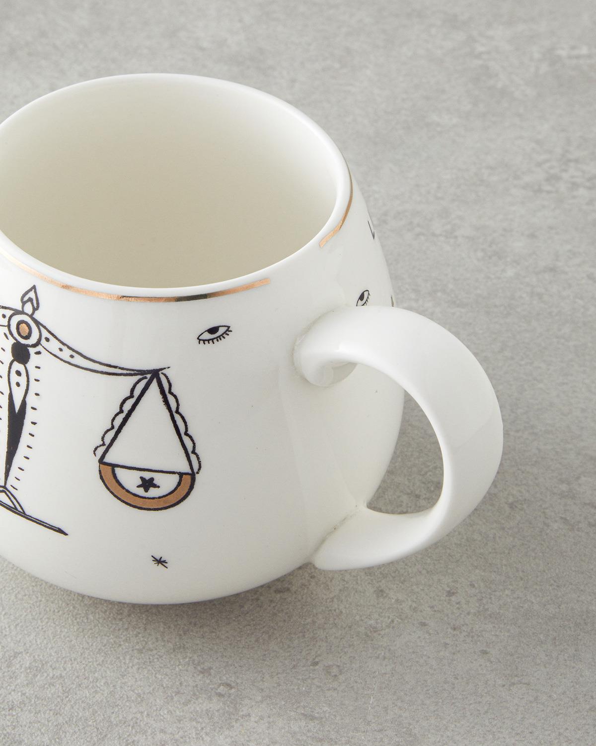 Libra New Bone China Kupa 325 ml Siyah-Beyaz-Gold