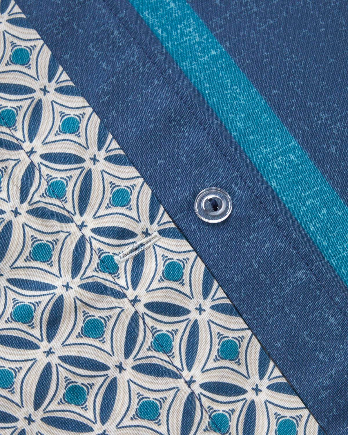 Line Motion Kolay Ütülenir Çift Kişilik Nevresim Takımı 200x220 cm Lacivert - Bej