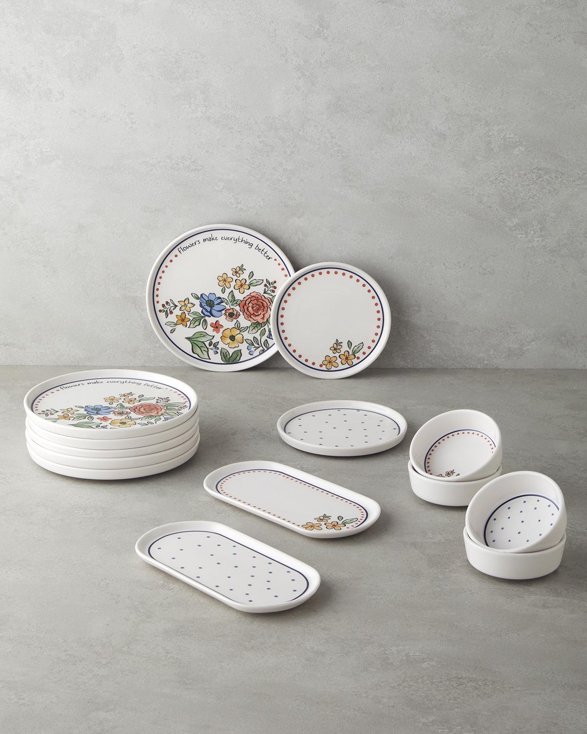 Linea Seramik Kahvaltı Takımı 14 parça 6 kişilik Renkli