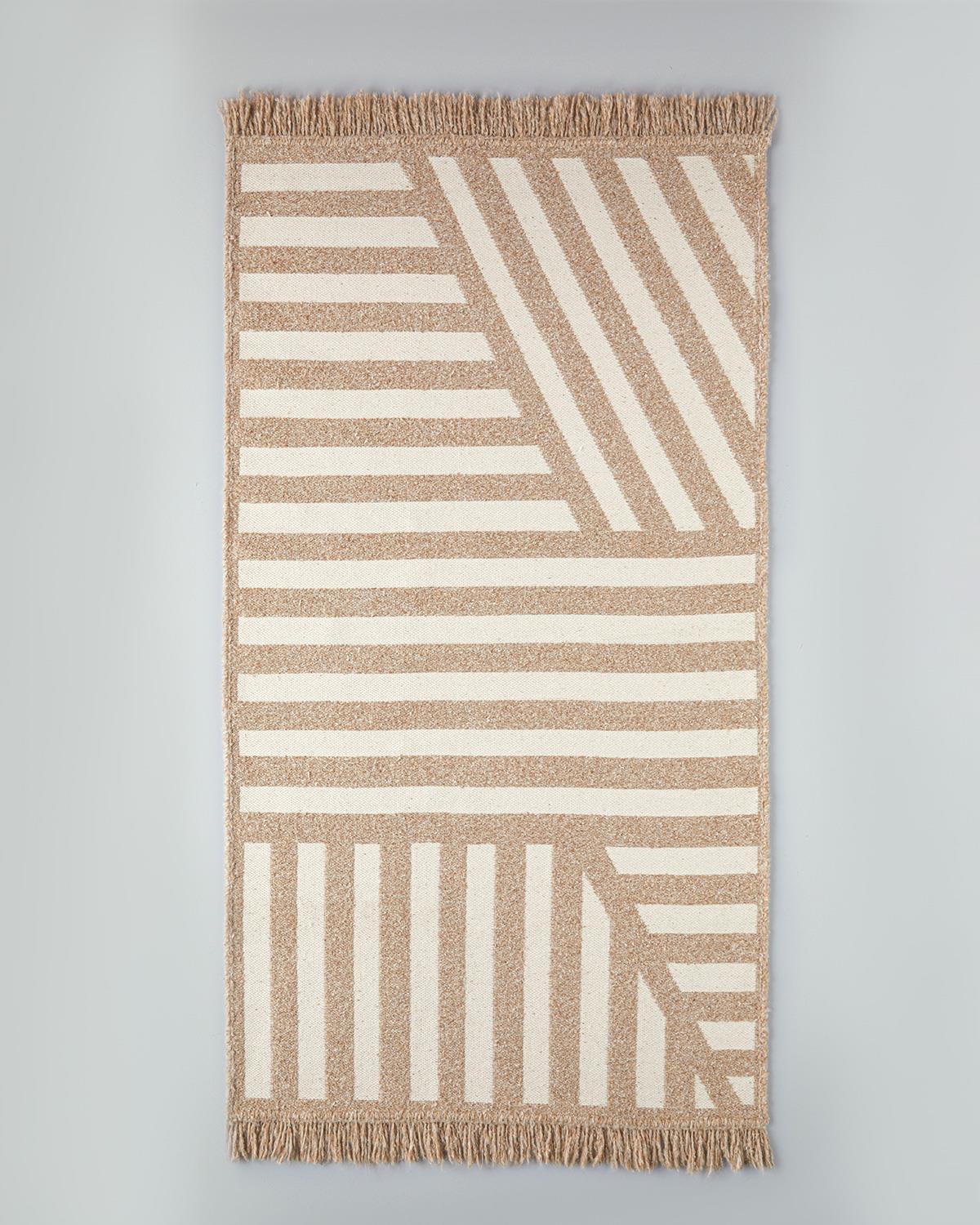 Linear Dokuma Kilim 80x150 cm Açık Krem - Kahve