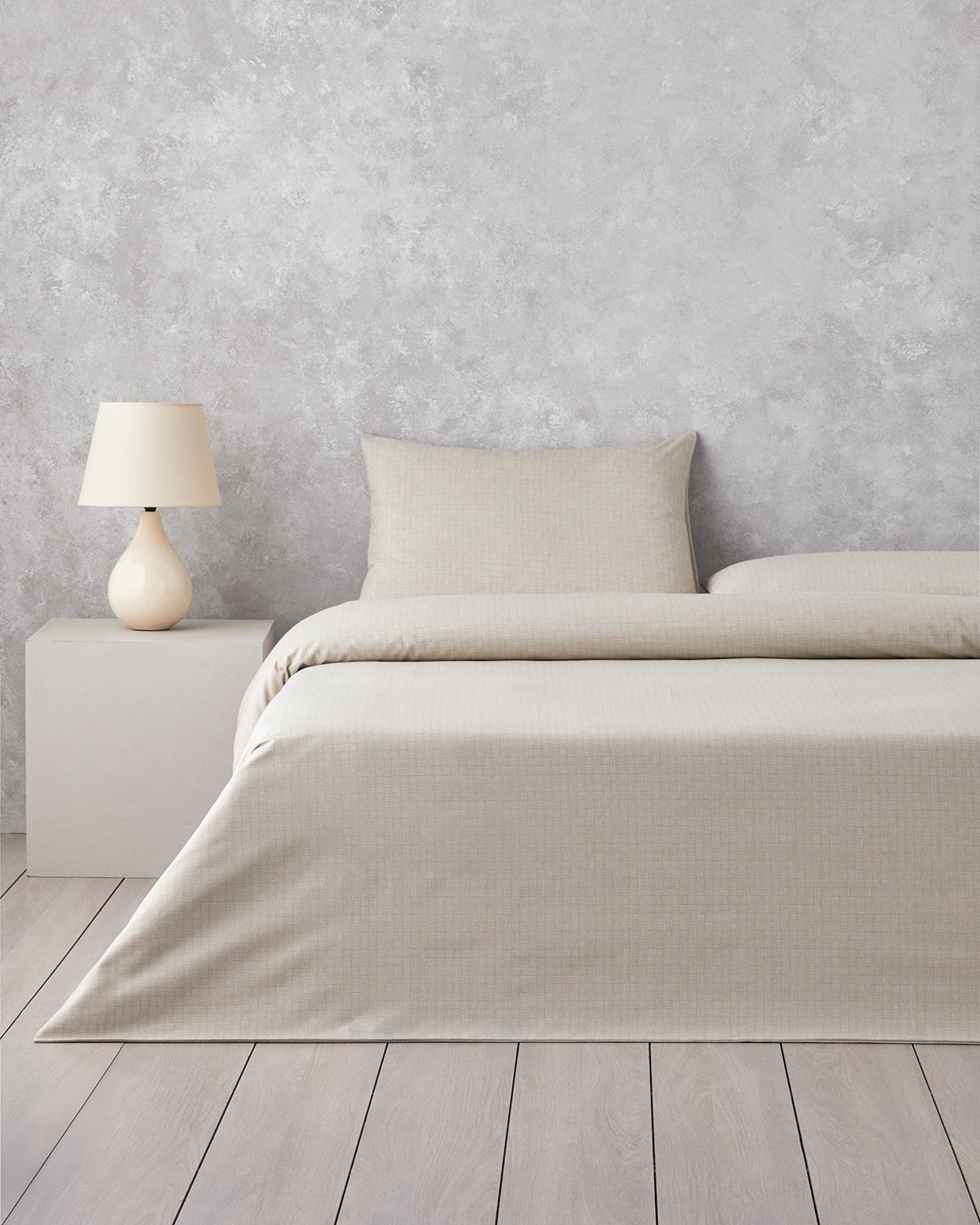 Linework Kolay Ütülenir Çift Kişilik Nevresim Takımı 200x220 cm Bej