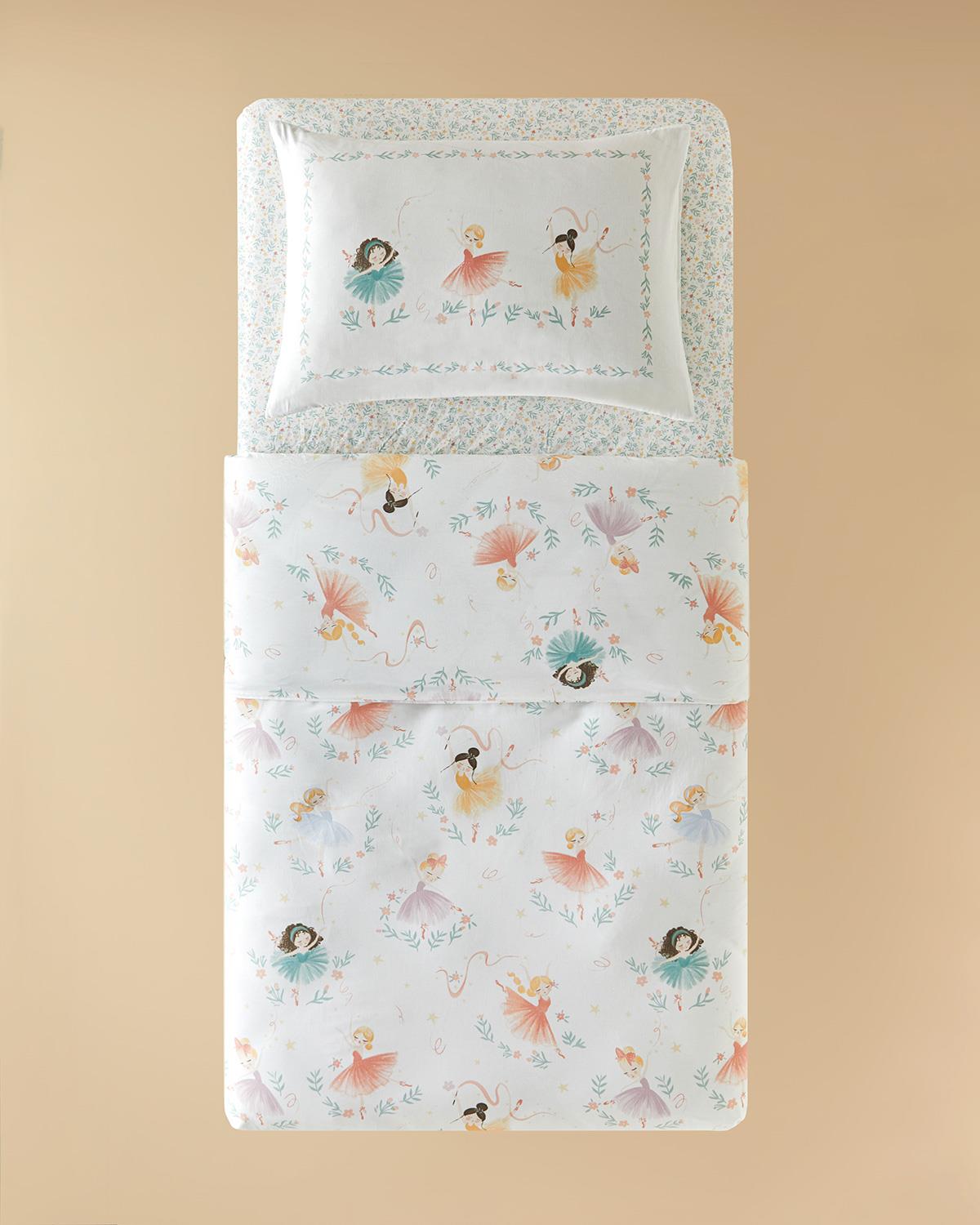 Little Ballerinas Pamuklu Tek Kişilik Çocuk Nevresim Takımı 160x220 cm Pembe