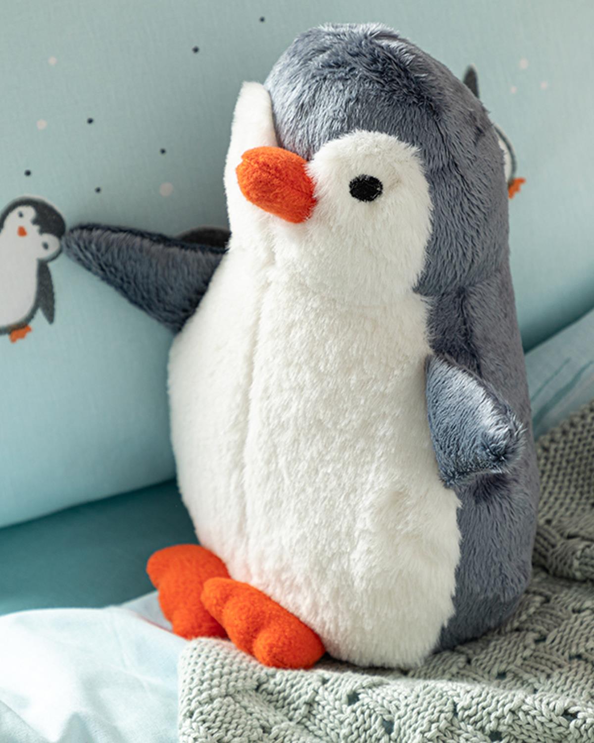 Little Penguin Bebe Dekoratif Kırlent Gri
