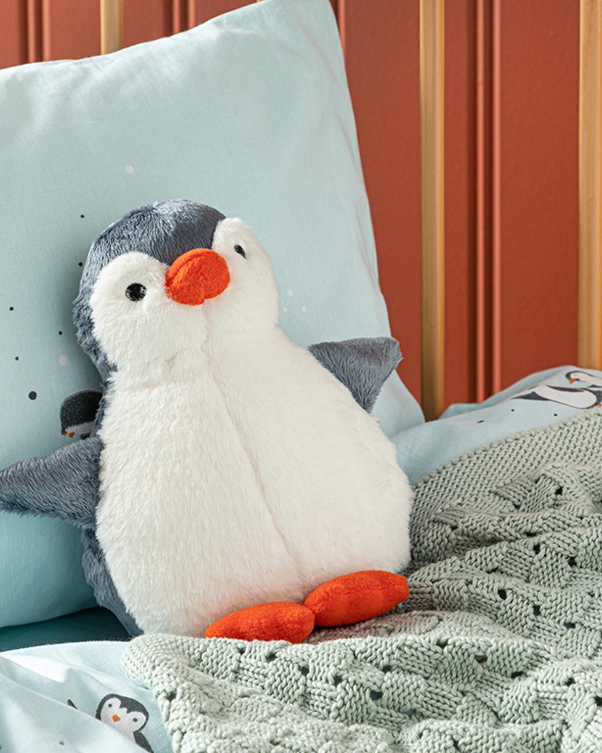 Little Penguin Bebe Dekoratif Kırlent Gri