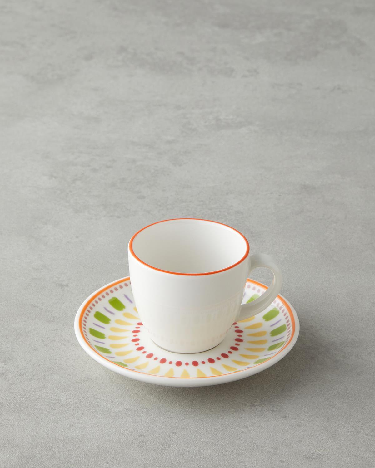 Livia Bone Porselen 4 Parça 2 Kişilik Kahve Fincan Takımı 90 ml Renkli