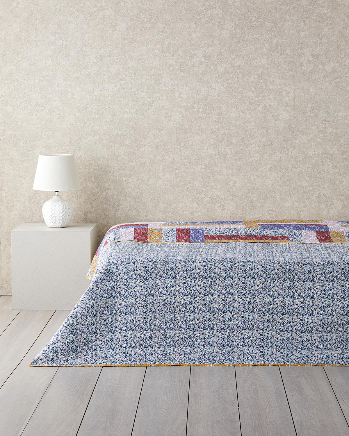 Log Cabin Patchwork Çift Kişilik Çok Amaçlı Örtü 200x220 cm Pembe