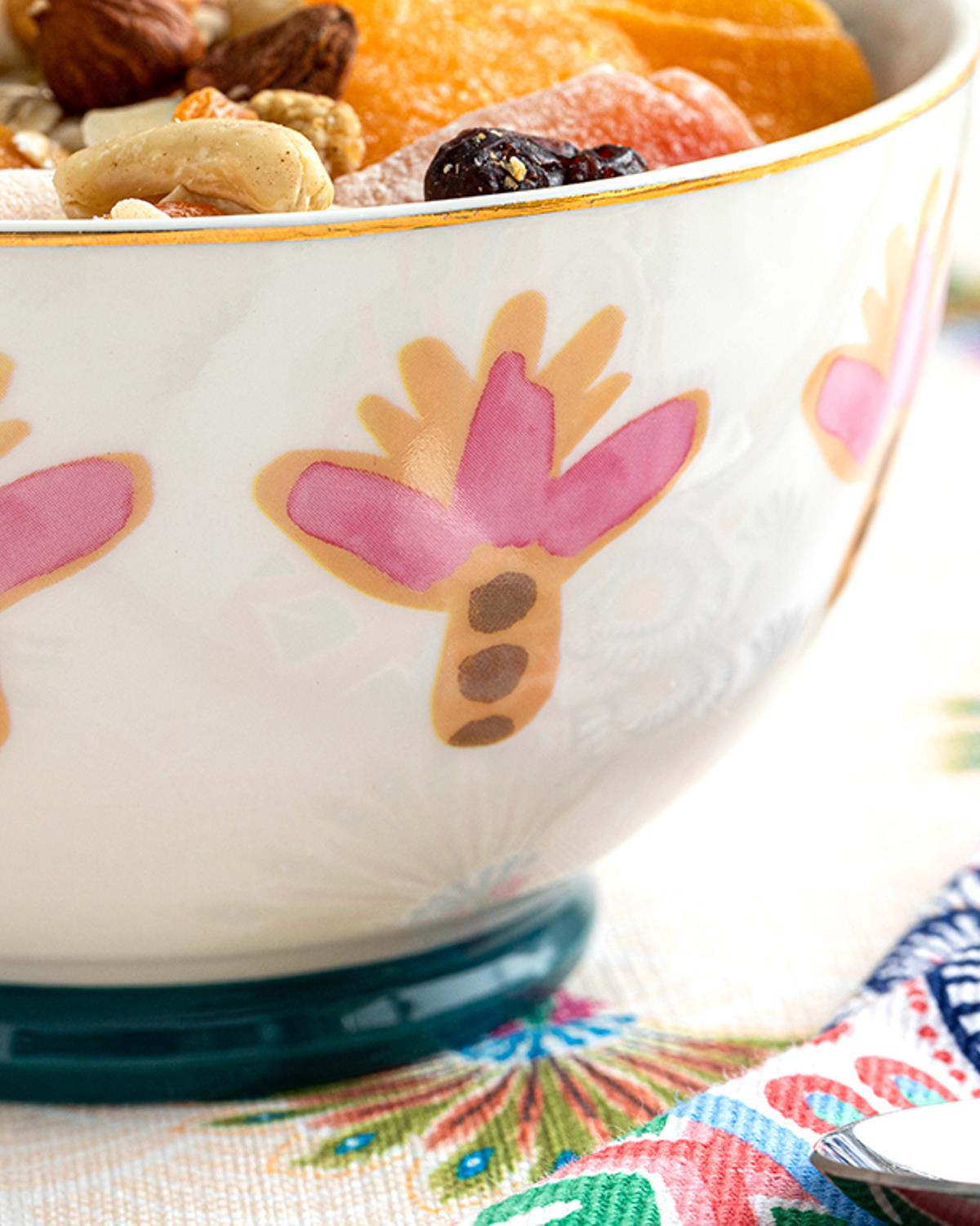 Love Favor New Bone China Kase Sarı-Lacivert