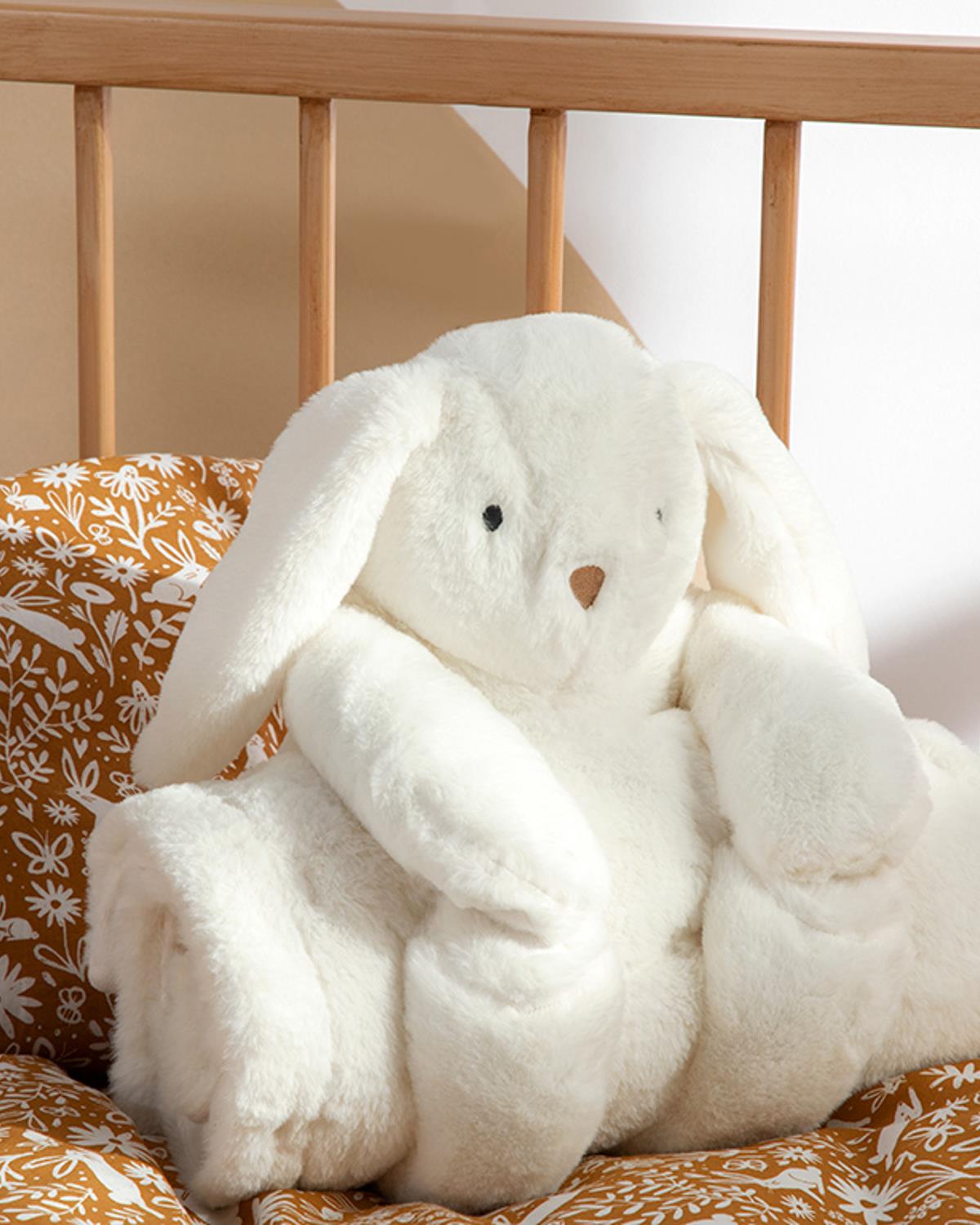 Lovely Bunny Polyester Bebe Battaniye 110x70 cm Ekru