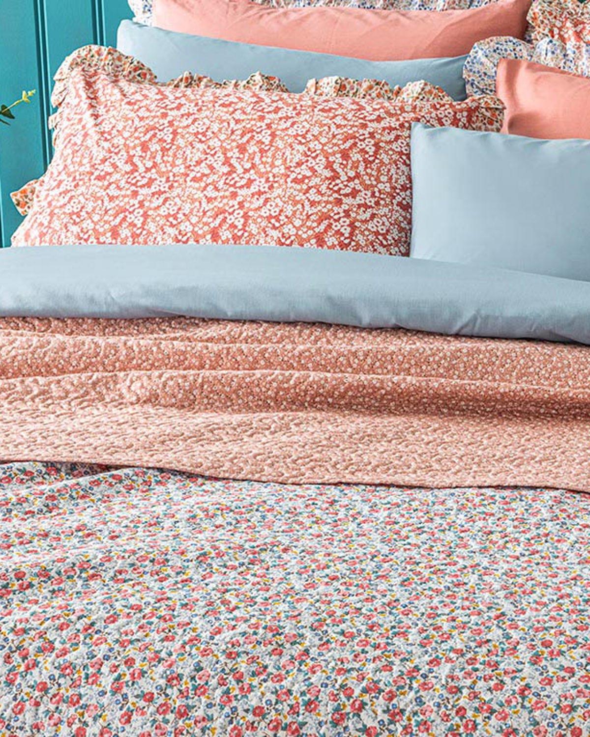 Lovely Florets Çift Kişilik Çok Amaçlı Örtü Pembe