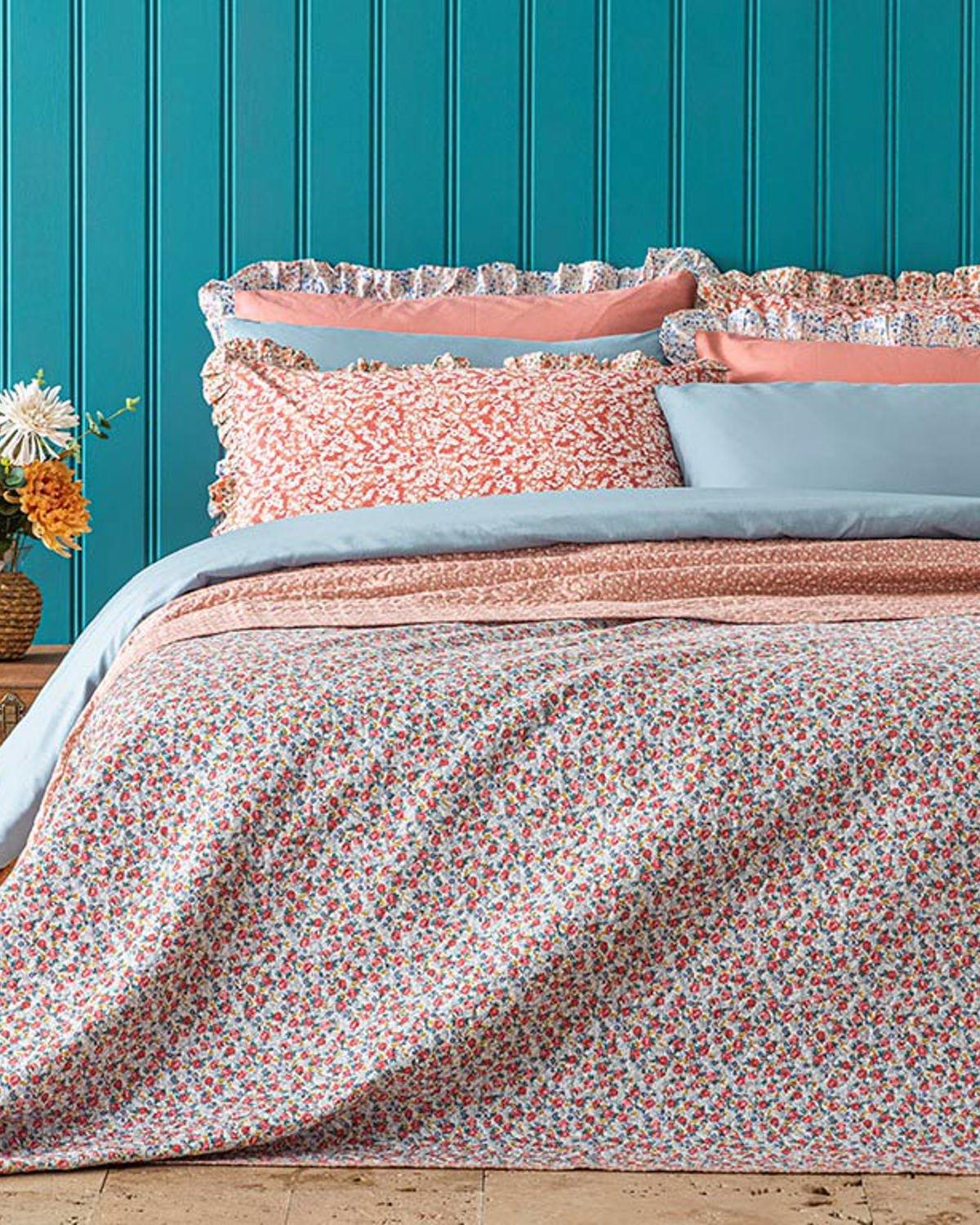 Lovely Florets Çift Kişilik Çok Amaçlı Örtü Pembe