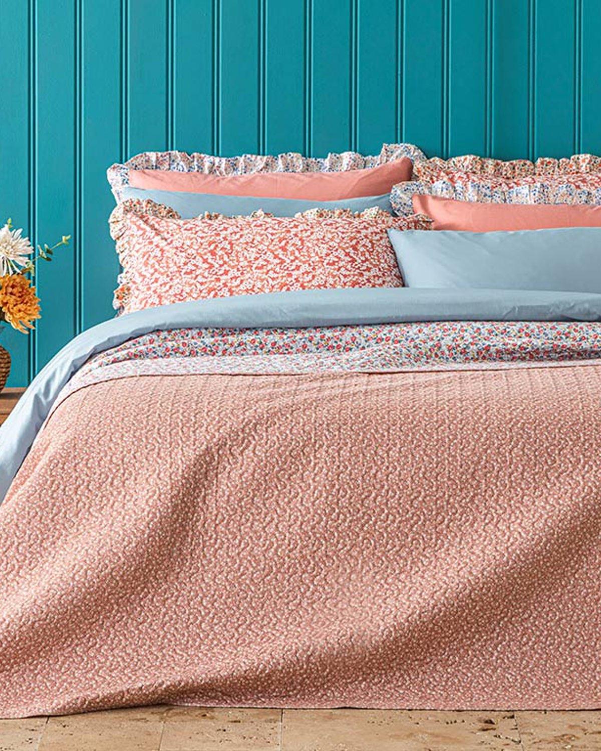 Lovely Florets Çift Kişilik Çok Amaçlı Örtü Pembe