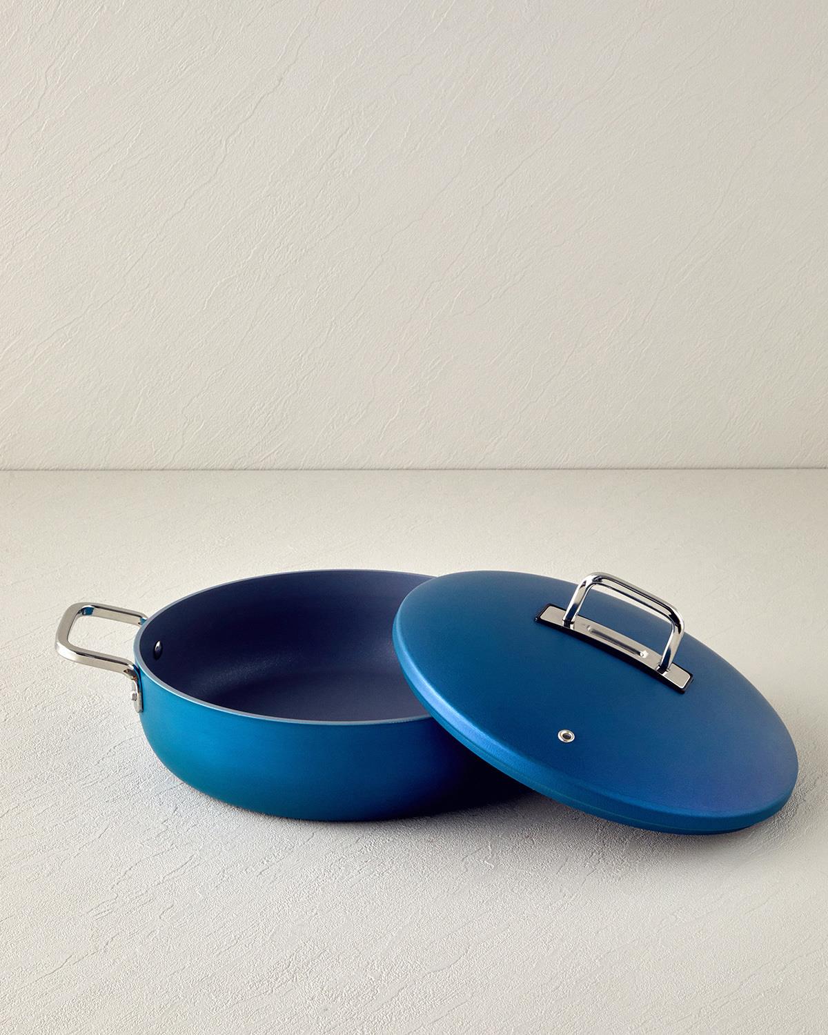 Luna Alüminyum Basık Tencere 26 cm Mavi