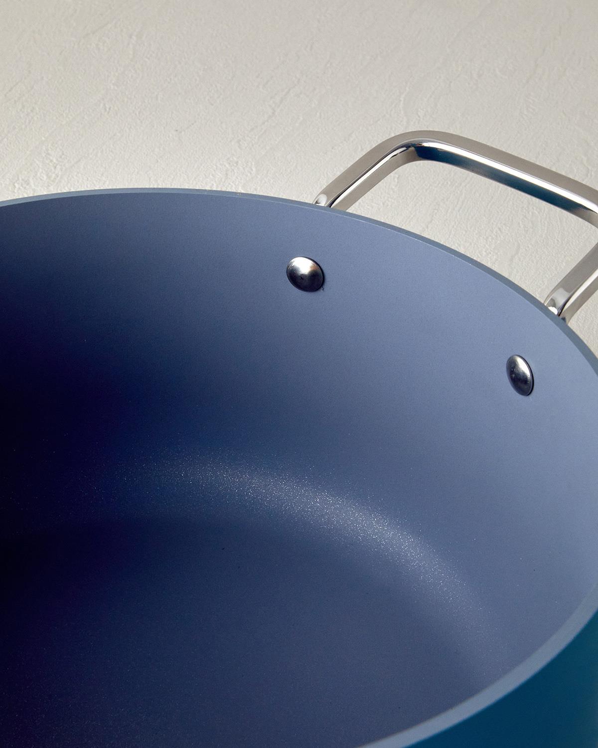 Luna Alüminyum Basık Tencere 26 cm Mavi