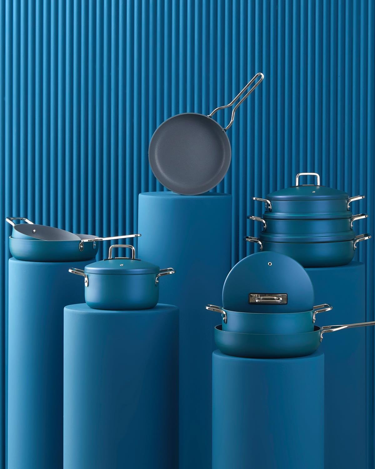 Luna Alüminyum Basık Tencere Mavi