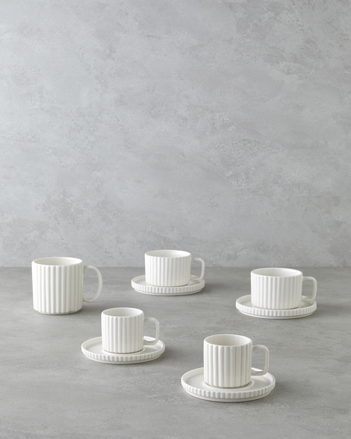 Lunara Porselen 4 Parça 2 Kişilik Çay Fincanı Takımı 220 ml Beyaz